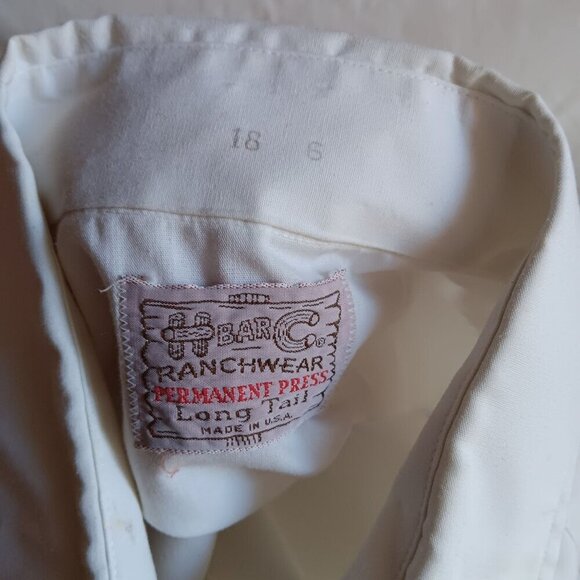 Icecream Man Vtg Western Shirt 80s White H BAR C Button Down 18-36 XL USA - Picture 6 of 6